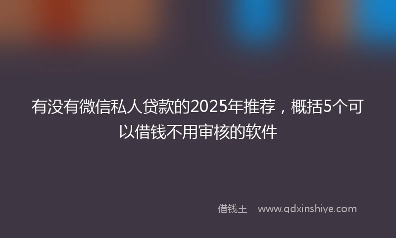 有没有微信私人贷款的2025年推荐，概括5个可以借钱不用审核的软件