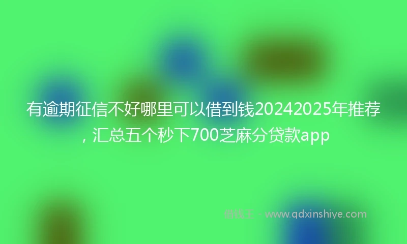 有逾期征信不好哪里可以借到钱20242025年推荐，汇总五个秒下700芝麻分贷款app