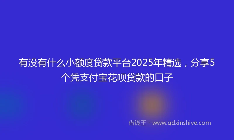 有没有什么小额度贷款平台2025年精选，分享5个凭支付宝花呗贷款的口子