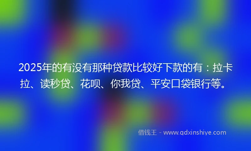 2025年的有没有那种贷款比较好下款的有：拉卡拉、读秒贷、花呗、你我贷、平安口袋银行等。