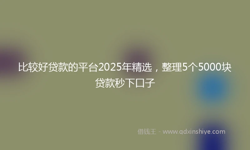 比较好贷款的平台2025年精选，整理5个5000块贷款秒下口子