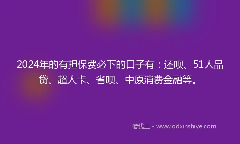 2024年的有担保费必下的口子有：还呗、51人品贷、超人卡、省呗、中原消费金融等。