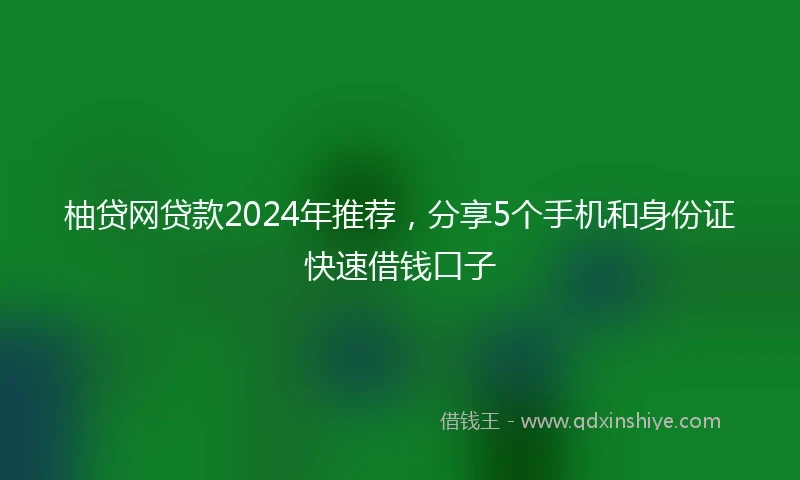 柚贷网贷款2024年推荐，分享5个手机和身份证快速借钱口子
