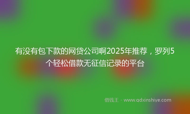 有没有包下款的网贷公司啊2025年推荐，罗列5个轻松借款无征信记录的平台