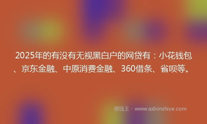 2025年的有没有无视黑白户的网贷有：小花钱包、京东金融、中原消费金融、360借条、省呗等。