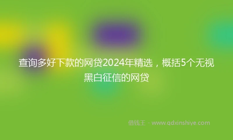 查询多好下款的网贷2024年精选，概括5个无视黑白征信的网贷