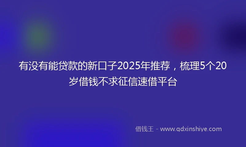 有没有能贷款的新口子2025年推荐，梳理5个20岁借钱不求征信速借平台