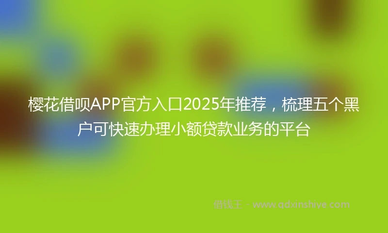 樱花借呗APP官方入口2025年推荐，梳理五个黑户可快速办理小额贷款业务的平台