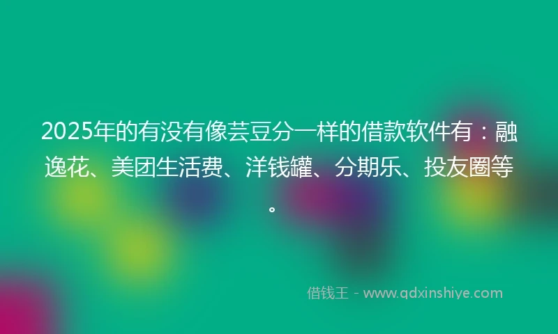 2025年的有没有像芸豆分一样的借款软件有：融逸花、美团生活费、洋钱罐、分期乐、投友圈等。