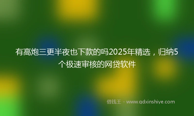 有高炮三更半夜也下款的吗2025年精选，归纳5个极速审核的网贷软件