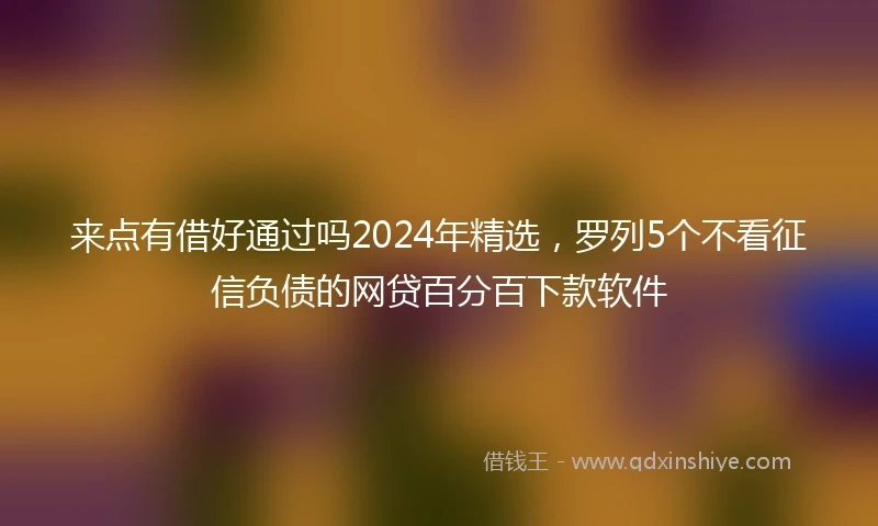 来点有借好通过吗2024年精选，罗列5个不看征信负债的网贷百分百下款软件
