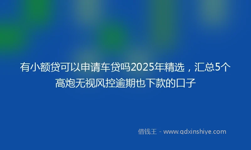 有小额贷可以申请车贷吗2025年精选，汇总5个高炮无视风控逾期也下款的口子