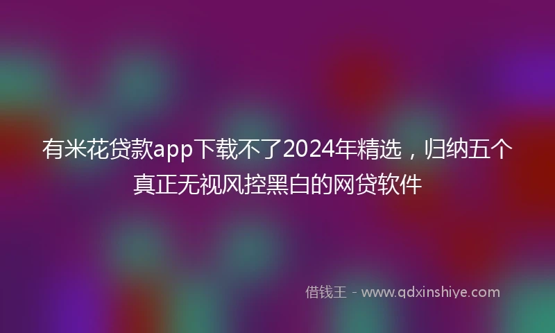 有米花贷款app下载不了2024年精选，归纳五个真正无视风控黑白的网贷软件