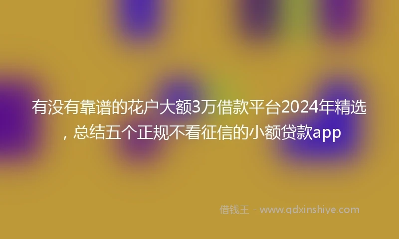 有没有靠谱的花户大额3万借款平台2024年精选，总结五个正规不看征信的小额贷款app