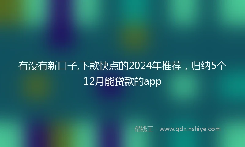 有没有新口子,下款快点的2024年推荐，归纳5个12月能贷款的app