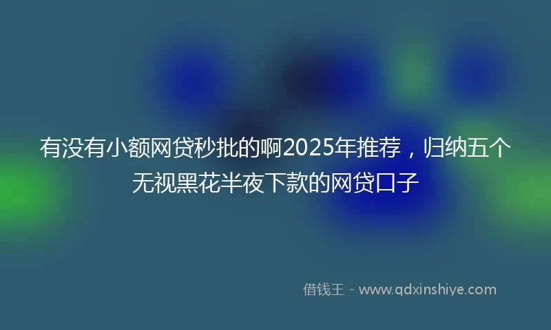 有没有小额网贷秒批的啊2025年推荐，归纳五个无视黑花半夜下款的网贷口子