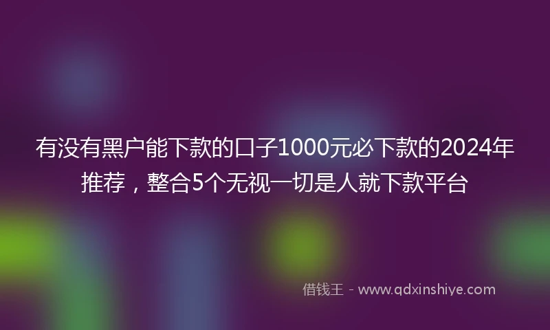 有没有黑户能下款的口子1000元必下款的2024年推荐，整合5个无视一切是人就下款平台