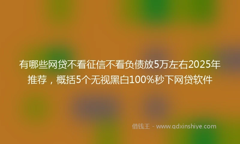 有哪些网贷不看征信不看负债放5万左右2025年推荐，概括5个无视黑白100%秒下网贷软件