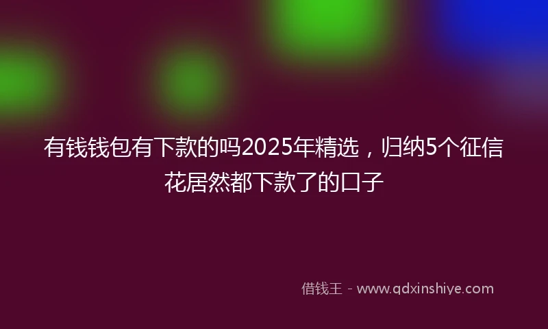 有钱钱包有下款的吗2025年精选，归纳5个征信花居然都下款了的口子