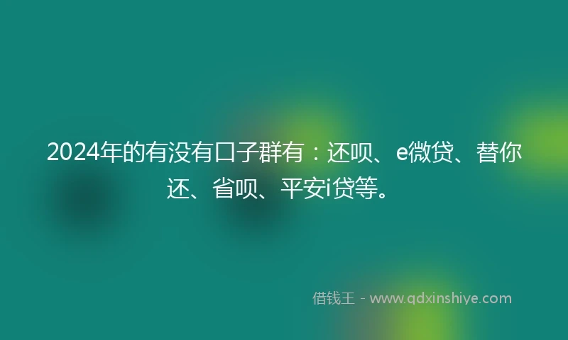 2024年的有没有口子群有：还呗、e微贷、替你还、省呗、平安i贷等。