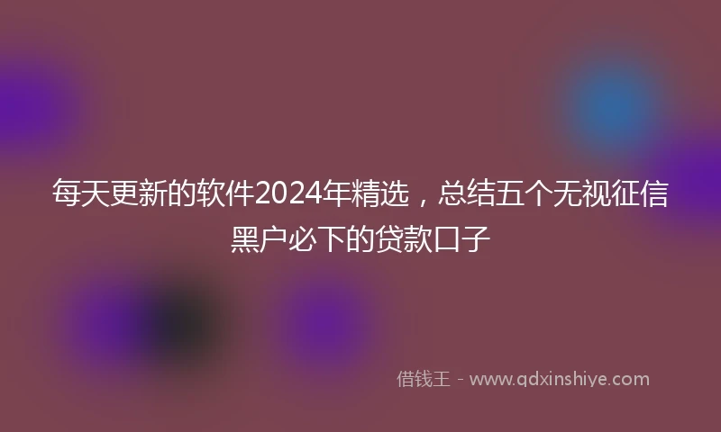 每天更新的软件2024年精选，总结五个无视征信黑户必下的贷款口子