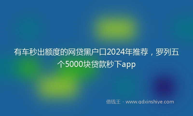 有车秒出额度的网贷黑户口2024年推荐，罗列五个5000块贷款秒下app