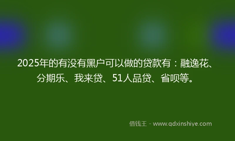 2025年的有没有黑户可以做的贷款有：融逸花、分期乐、我来贷、51人品贷、省呗等。