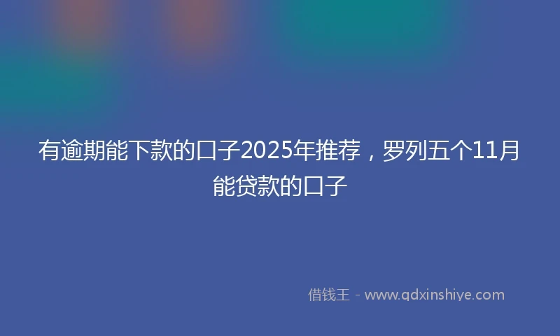 有逾期能下款的口子2025年推荐，罗列五个11月能贷款的口子