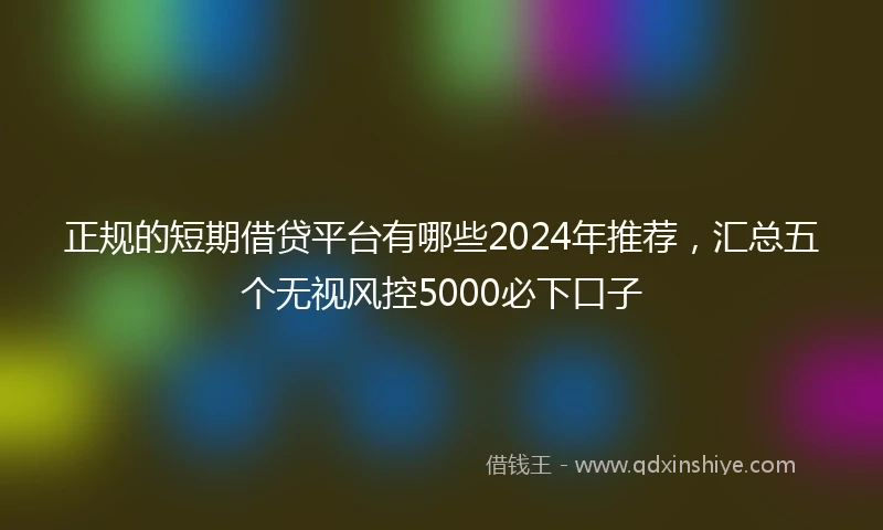 正规的短期借贷平台有哪些2024年推荐，汇总五个无视风控5000必下口子