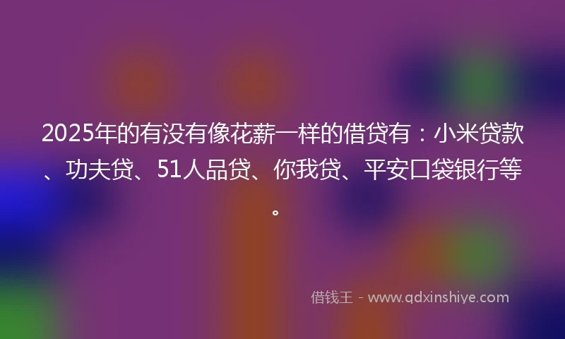 2025年的有没有像花薪一样的借贷有：小米贷款、功夫贷、51人品贷、你我贷、平安口袋银行等。
