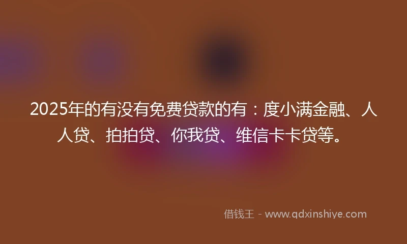 2025年的有没有免费贷款的有：度小满金融、人人贷、拍拍贷、你我贷、维信卡卡贷等。