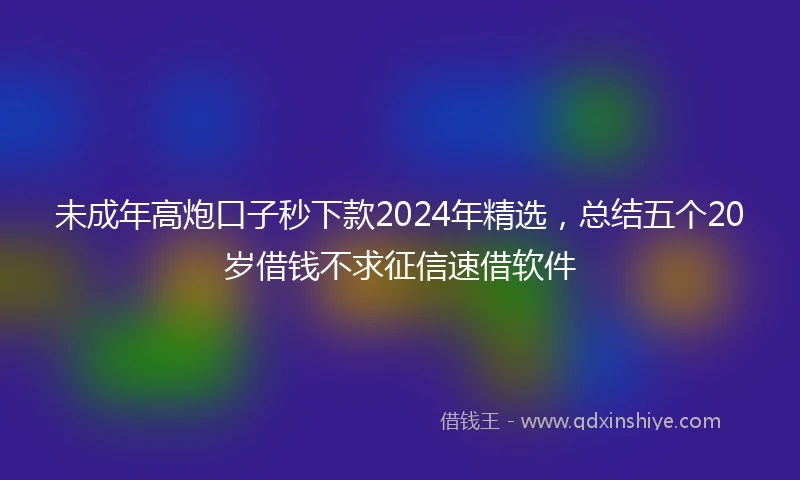 未成年高炮口子秒下款2024年精选，总结五个20岁借钱不求征信速借软件