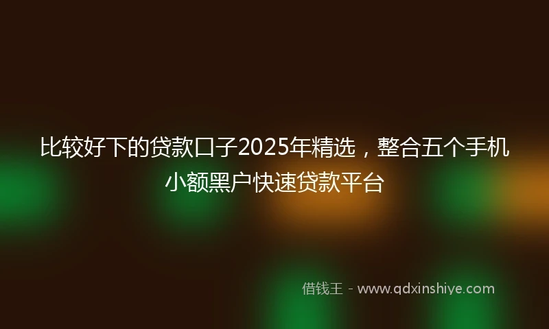 比较好下的贷款口子2025年精选，整合五个手机小额黑户快速贷款平台