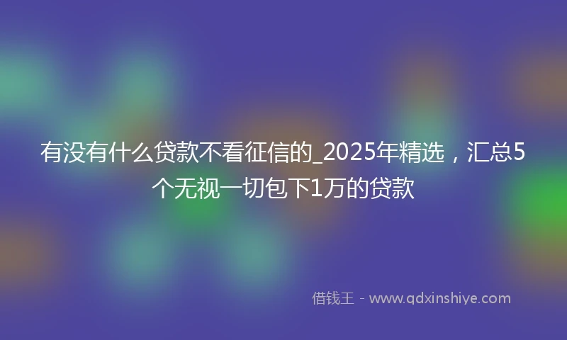有没有什么贷款不看征信的_2025年精选，汇总5个无视一切包下1万的贷款