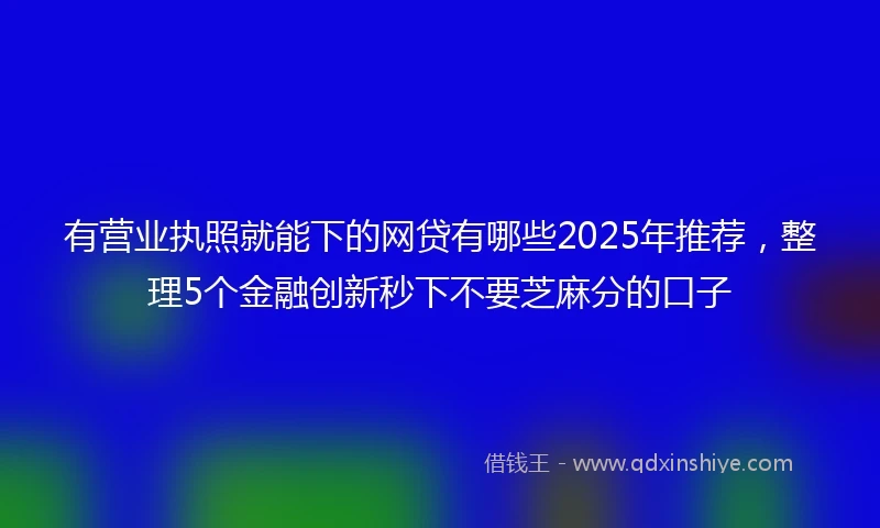有营业执照就能下的网贷有哪些2025年推荐，整理5个金融创新秒下不要芝麻分的口子