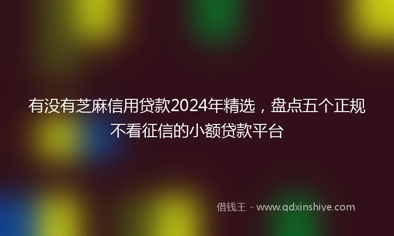 有没有芝麻信用贷款2024年精选，盘点五个正规不看征信的小额贷款平台