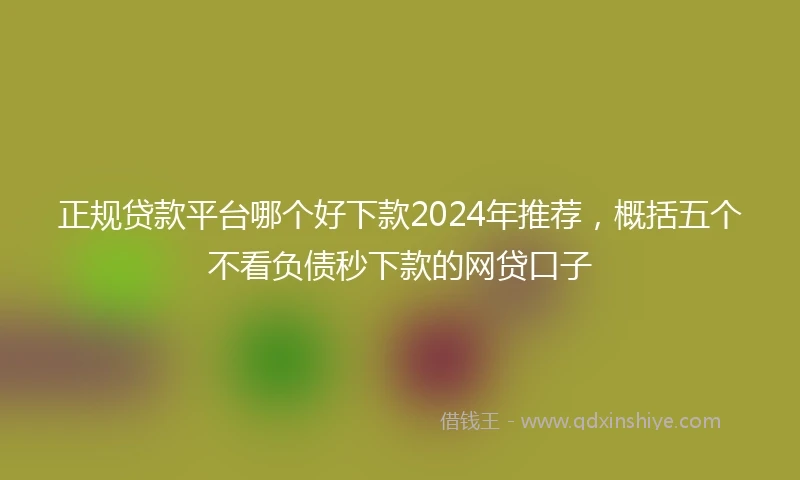 正规贷款平台哪个好下款2024年推荐，概括五个不看负债秒下款的网贷口子
