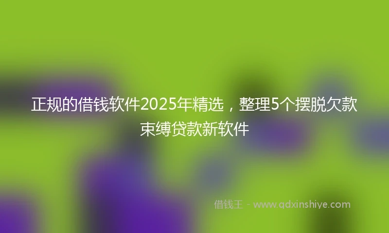 正规的借钱软件2025年精选，整理5个摆脱欠款束缚贷款新软件