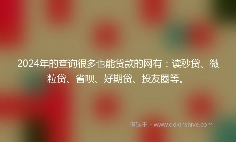 2024年的查询很多也能贷款的网有：读秒贷、微粒贷、省呗、好期贷、投友圈等。