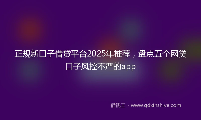 正规新口子借贷平台2025年推荐，盘点五个网贷口子风控不严的app