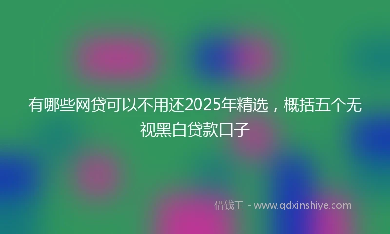 有哪些网贷可以不用还2025年精选，概括五个无视黑白贷款口子
