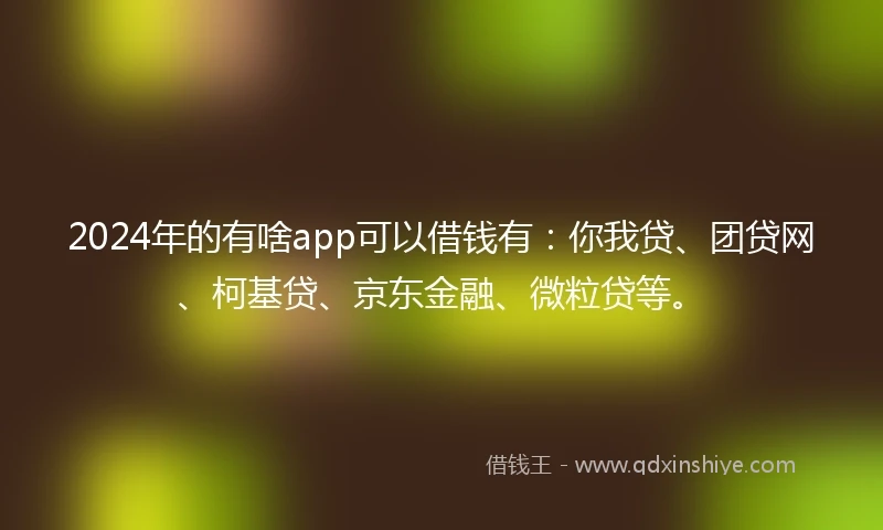2024年的有啥app可以借钱有：你我贷、团贷网、柯基贷、京东金融、微粒贷等。