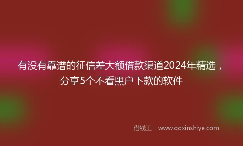 有没有靠谱的征信差大额借款渠道2024年精选，分享5个不看黑户下款的软件