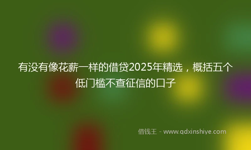 有没有像花薪一样的借贷2025年精选，概括五个低门槛不查征信的口子