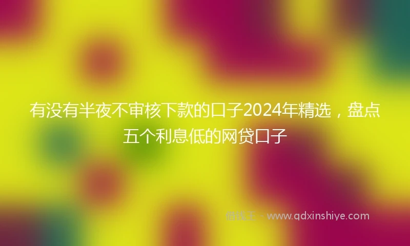 有没有半夜不审核下款的口子2024年精选，盘点五个利息低的网贷口子