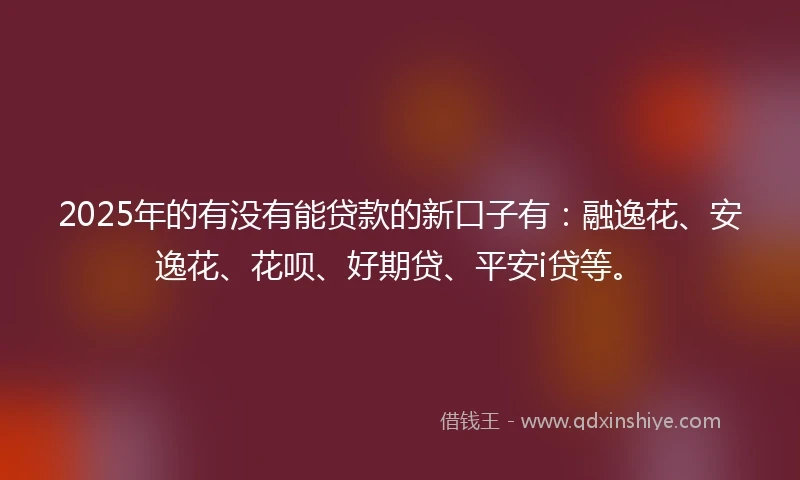 2025年的有没有能贷款的新口子有：融逸花、安逸花、花呗、好期贷、平安i贷等。