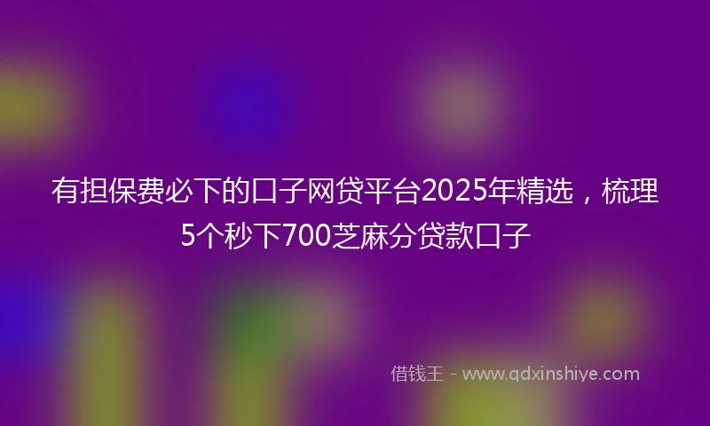 有担保费必下的口子网贷平台2025年精选，梳理5个秒下700芝麻分贷款口子