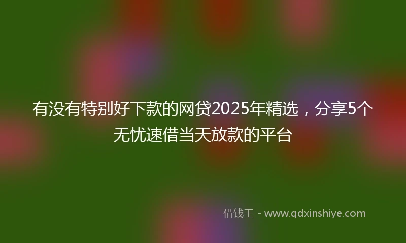 有没有特别好下款的网贷2025年精选，分享5个无忧速借当天放款的平台