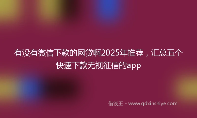 有没有微信下款的网贷啊2025年推荐，汇总五个快速下款无视征信的app