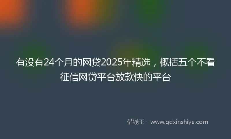 有没有24个月的网贷2025年精选，概括五个不看征信网贷平台放款快的平台